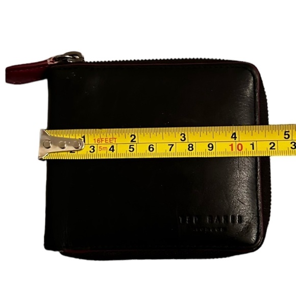 Ted Baker Black Leather, Bifold Zip Around Wallet, Striking Black & Red Interior - Picture 9 of 16